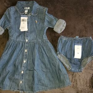 Ralph Lauren Blue Denim Baby Dress Set